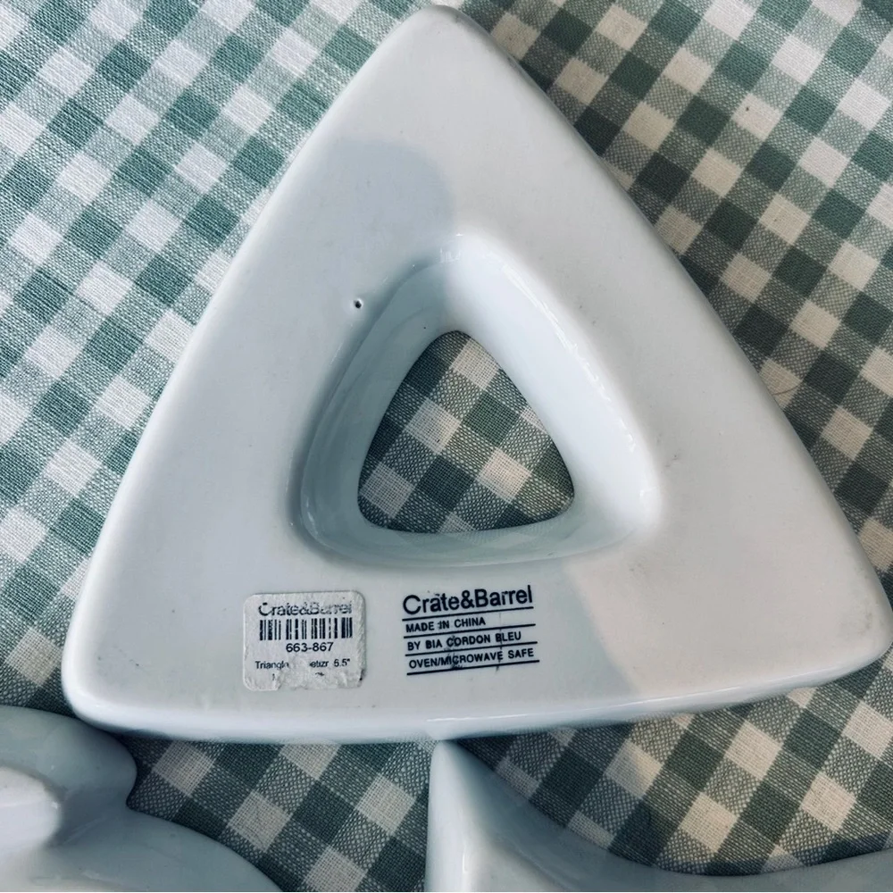 Crate&Barrel White Ceramic Appetizer Dishes - Set of 3
